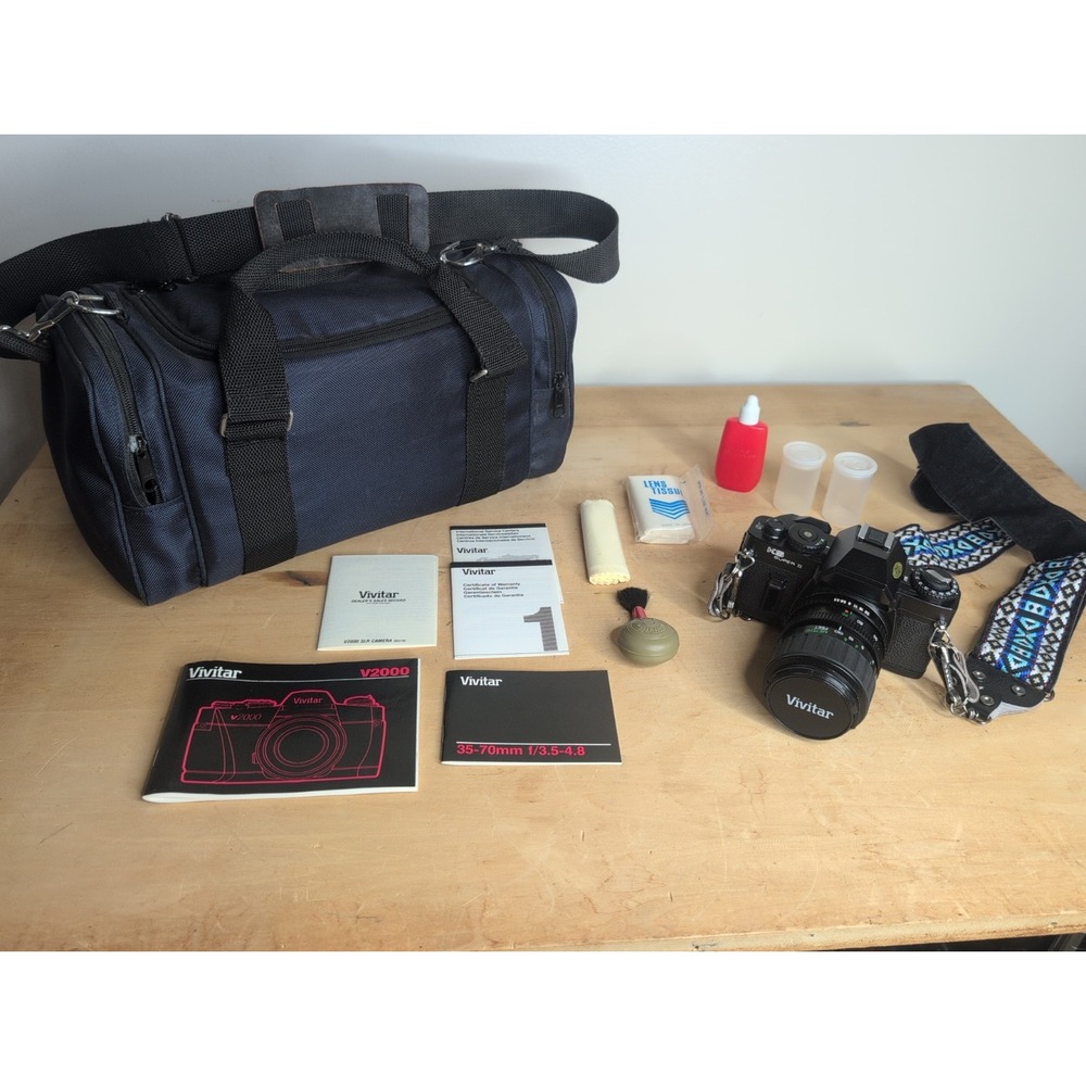 Vintage Sears KS Super II SR2000 35mm SLR Camera + Bag, Manuals, Accessories